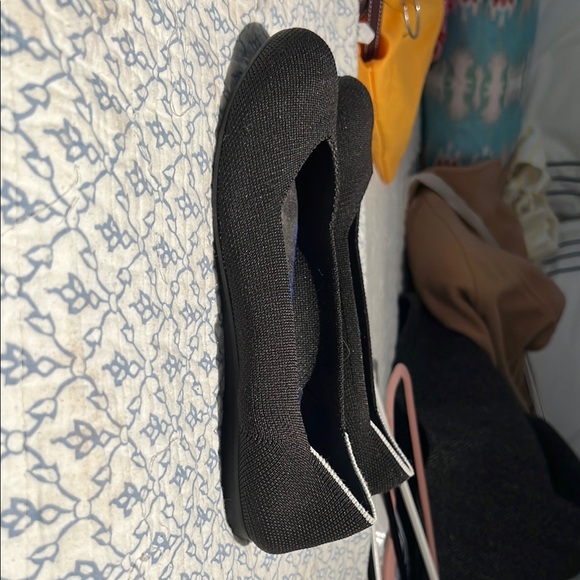 Rothy's Black Knit Flats with Sporty Blue Accent - Picture 2 of 6